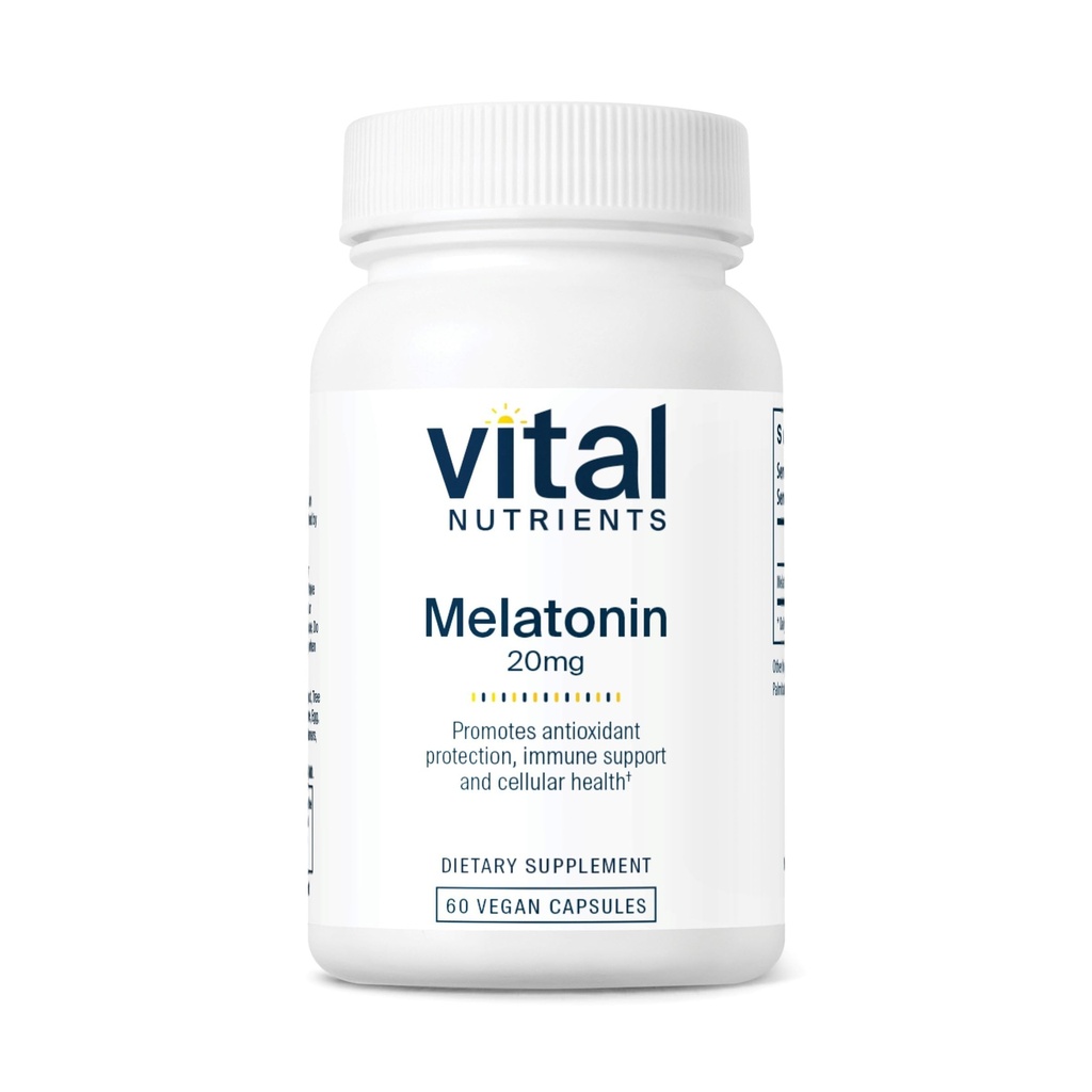 Vital Nutrients Melatonin 20mg - Vegan - Sleep Supplement to Support the Body's Natural Sleep Cycle* - Gluten, Dairy, Soy Free - 60 Capsules
