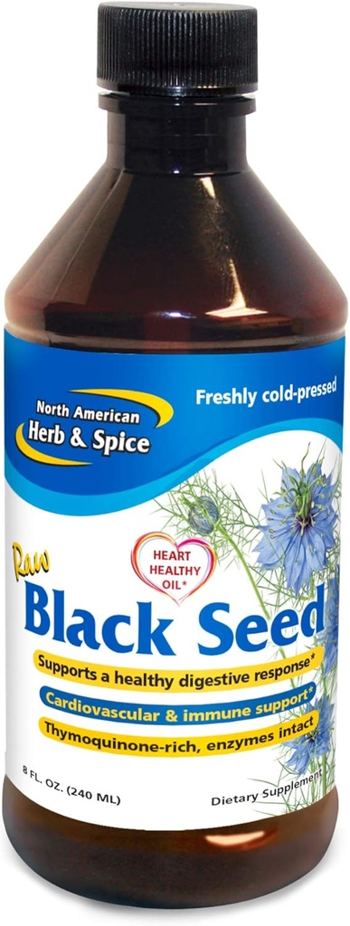 Nordamerikansk Herb & Spice Black Seed Oil - 8 fl. oz. - Cardiovaskulær, Digestiv & Immune Support - Inneholder Wild, Middelhavet Oreganol P73 Oregano olje - Non-GMO - 48 Total Services