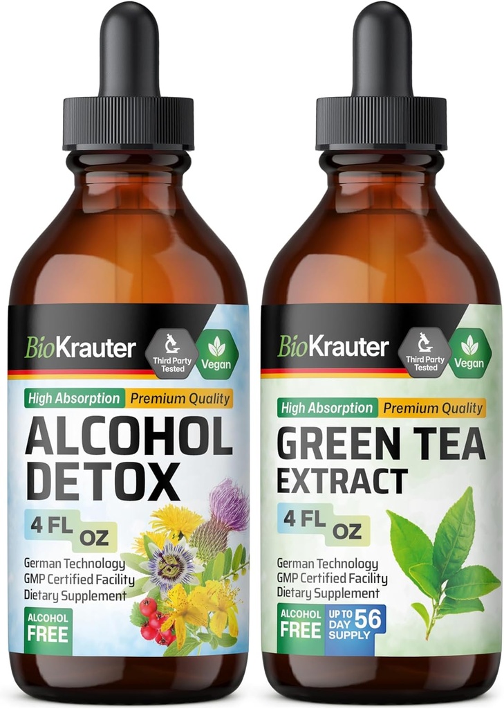 BIO KRAUTER Alkohol Detox tinktura 4 Fl. Oz. & Green Tea Extract tinktura 4 Fl. Oz.