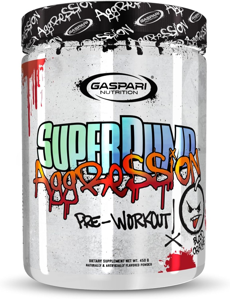 Gaspari Nutrition SuperPump Aggression Pre-Workout: Energie, Focus, Duurzaamheid en Herstel, met Creatine en Cafeïne (25 Servers, Bloed Oranje)