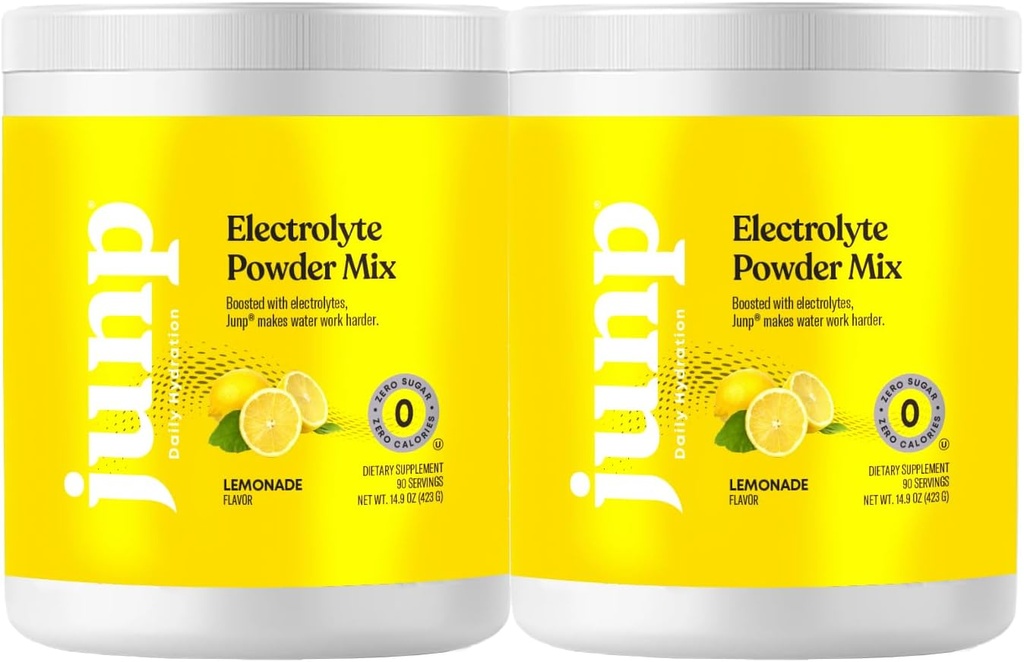 JUNP Electrolytes Mill No Sugar No Carbs - Švieži suslėgtas Lemonade Drink Mix - Kalio & Druskos Electrolyte Hydration Mill Zero Calorie Sugar Free Electrolyte Mills, Keto Friendly, 180 Servings