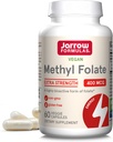 Fórmulas Jarrow Força extra Folato de metilo 400 mcg, Suplemento dietético para Apoio à Saúde Cardiovascular e Neurológica, 60 Cápsulas Veggie, Fonte de 60 dias