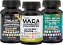 Bundle of Sea Mos,Shilajit, Maca, Black Seed Oil, Ashwagandha, ג'ינג'ר, Shilajit, Rhodiola Rosea, Panax גינזנג, Maca Root, Fenugreek, Trifibranol100X, All in 1s (1 Pack)