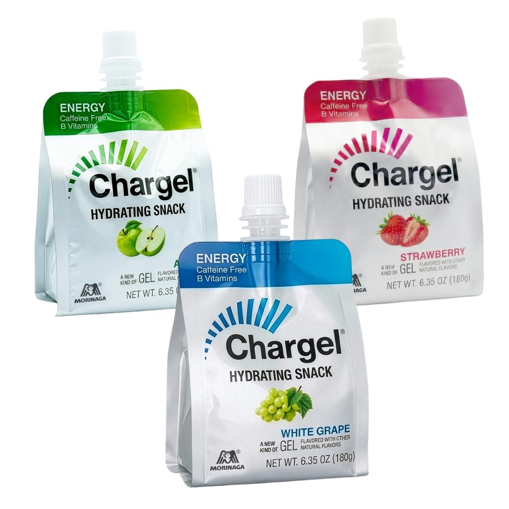 Chargel Variety Value, Caffeine-Free Instant Energy Gel Running, Biking, Workout, Hiking Essentials for Women & Men, Gifts for Runners - Carbs Vitamins, Gluten Free - Pack of 18 Gels - 6.35oz Each