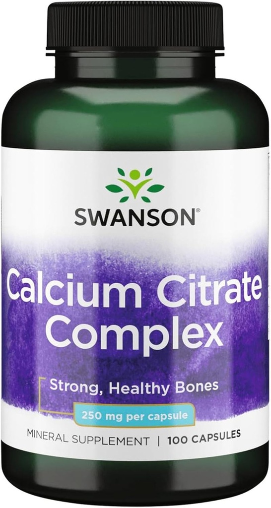 Swanson Calcium Citrate Complex Bot Muscle Nerve Health Blood Pressure Support Mineral Supplement 250 mg Calcium (van Citrate & Carbonate) 100 Capsules