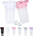 Shaker Flaske Protein Shakes Cup og 10-Ounce / 300ML Shaker Flaske med Whisk Balls, Protein Shakers Flasker Set,Non-BPA plast(White + Pink(2PCS))