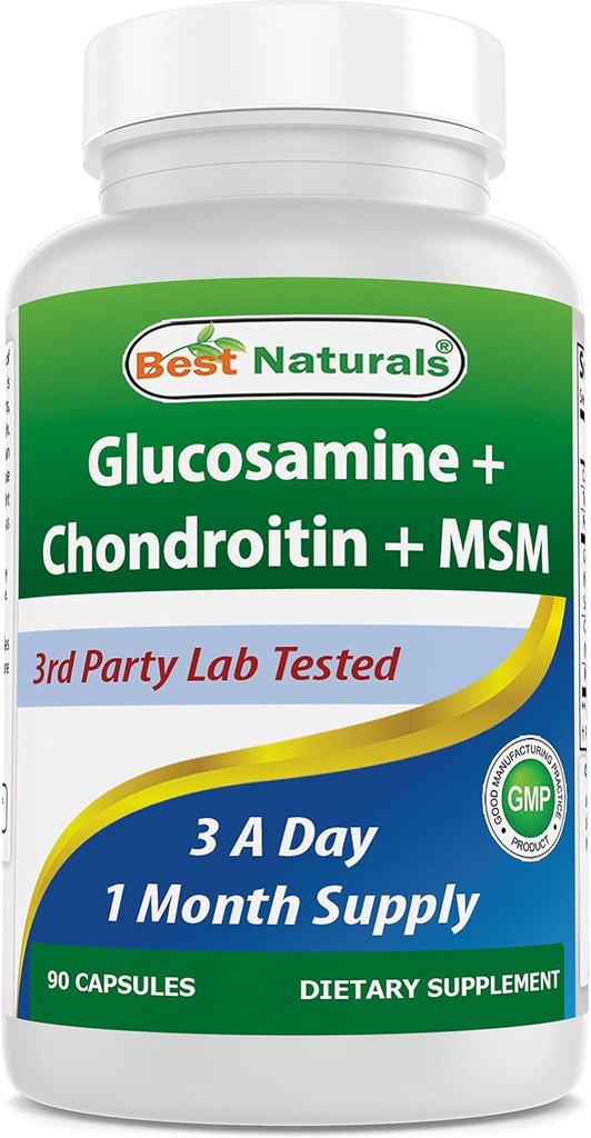 Nejlepší Natural, Glucosamine Chondroitin MSM doplňky, 2600 mg na porci, 90 Kapsle (90 Počet balení po 1)