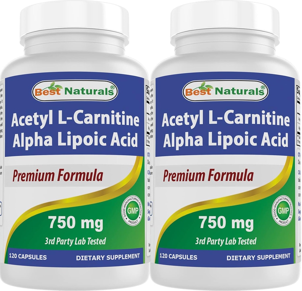 Cele mai bune capsule Naturale Acetil L-Carnitină şi acid lipoic alfa 750 mg 120 capsule (120 număr de capsule)