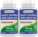 Best Naturals Acetyl L-Carnitine and Alpha Lipoic Acid 750 mg 120 Capsules (120 Count (Pack of 2))