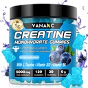 Creatine Monohydrate Gummies 5000 מ"ג עבור גברים ונשים, סוכר חינם,Low ב Calories, עם L-Taurine + ויטמינים להגדלת כוח השרירים