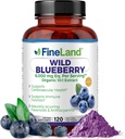 FineLand Wild Blueberry 10:1 Extrait, 6 000 mg de force, 120 capsules végétales, riches en flavonoïdes et anthocyanes, antioxydants pour la santé du cerveau et du coeur, 4 mois d'approvisionnement, non-OGM fabriqués aux États-Unis