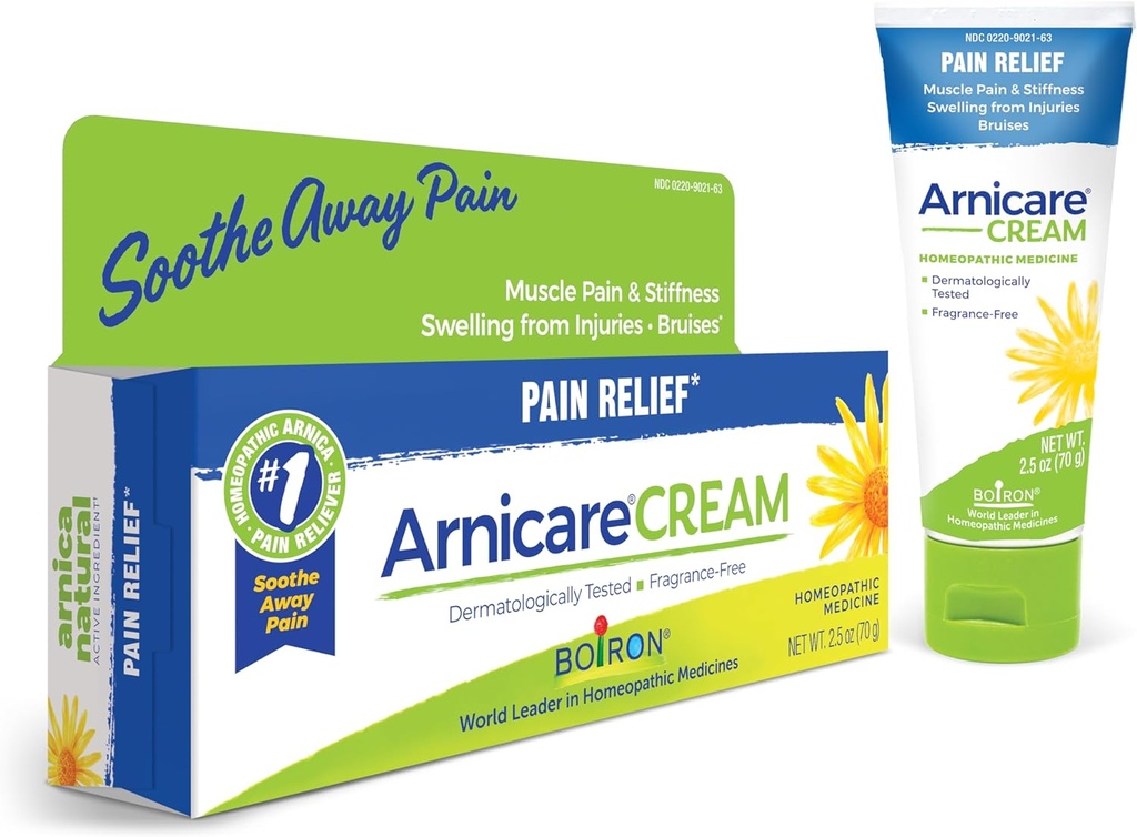 Boiron Arnicare Cream for Joe Pain, Muscle Pain, Swelling, Soreness, Stiffness, and Bruises - 快速吸食和无香草 - 2.5 oz