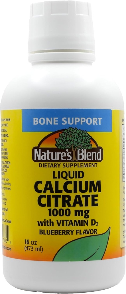 Liquid Calcium Citrate 1000mg dengan D3 16 fl oz Cair Blueberry