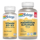 SOLARAY Vitamin D3 K2 and Magnesium Glycinate - Bone Health Bundle - Calcium Absorption, Nerve, Heart and Immune Support w/ 5000 IU Vitamin D, 350mg Chelated Magnesium, 60-Day Guarantee, 60ct/120ct