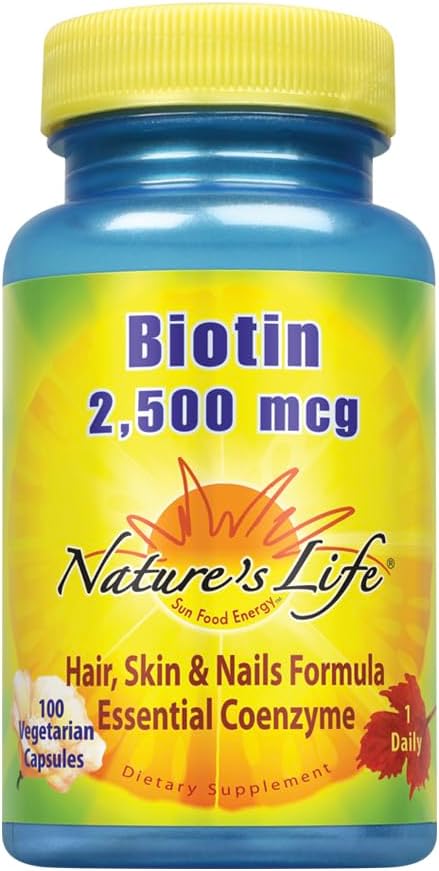 Nature's Life Biotin 2500mcg | Capelli sani, Pelle, Nail & Metabolism Support | Non OGM | 100 capsule vegetali