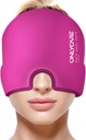 ONLYCARE Migraine Relief Cap, Upgraded Odorless Migraine Ice Head Wrap, Headache Relief Hat for Migraine, Hot Pink