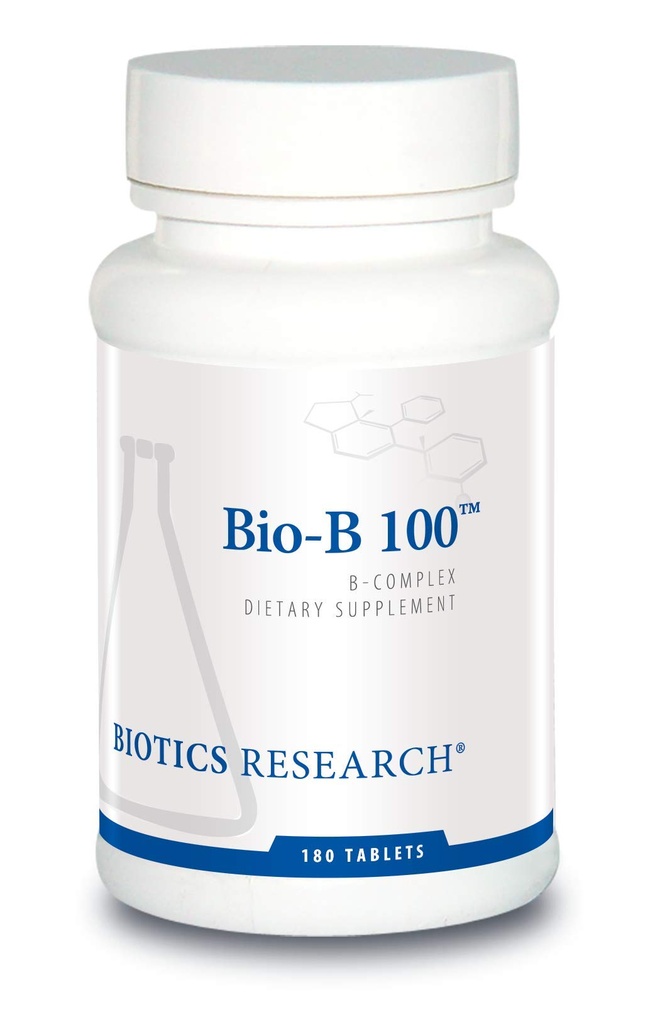 Biotics Research Bio-B 100 - B Complex Vitamin with Phosphorylated B6, Riboflavin-5-Phosphate, Folate, B12, Niacin, Biotin, SOD and Catalase Antioxidant Enzymes, Gluten Dairy GMO Free, 180 Tablets