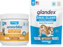VETNIQUE Seniorbliss All-in-One Мултивитаминни Челюсти за старши кучета (60ct) и Glandex Anal Gland Поддръжка Фъстъчено масло Меки дъвчащи за кучета (30ct) Bundle