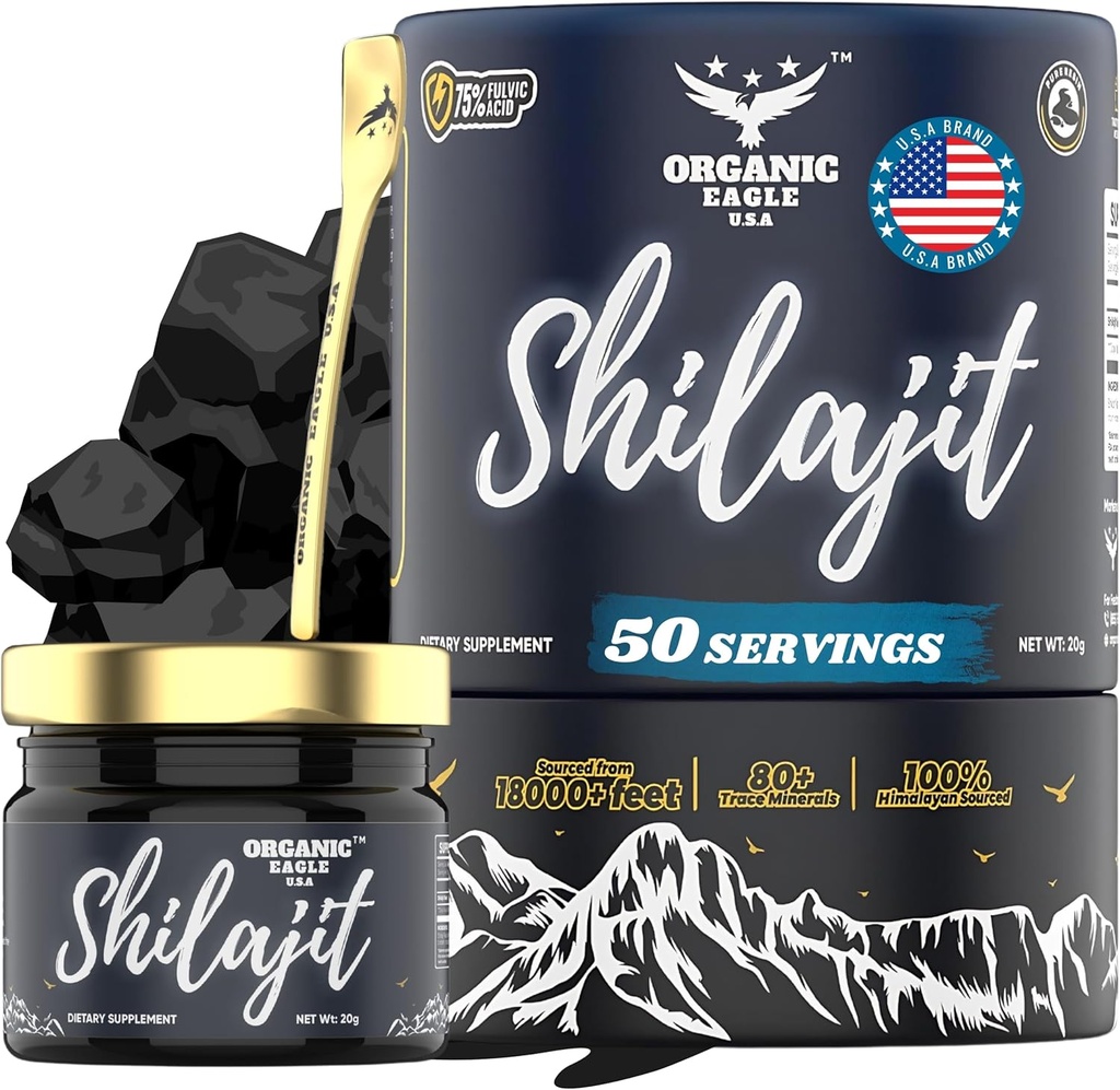 Hilayan Organik Shilajit; 50 Hamba: 124; Natural Energy dan Immuniunity Booster untuk Pria & Women dengan 80 + Escience Trace Mineware & 75% Fulvic Acid 124; 100% Murni 124; dengan Laporan Tes Lab