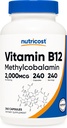 Nutricost Vitamine B12 (Methylcobalamine) 2000mcg, 240 Capsules - Vegetarische caps, Non-GMO, Glutenvrij B12 Supplement