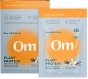 Om Master Blend Vegan Protein Powder, Vanilla, 21g de proteína vexetal - Suplemento orgánico de cogomelo con 10 complexo de cogomelos, Ashwagandha, BCAAs e vitamina B12 - Servizo único (10 Conde)