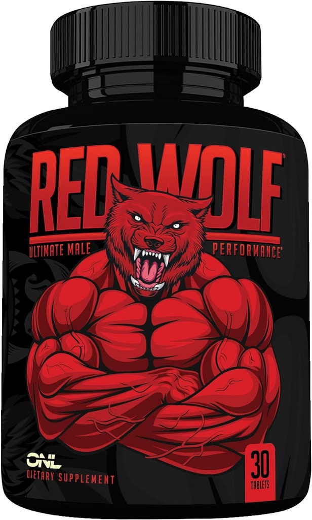 ONL Red Wolf Testosterone Booster za moške - Ultimate Men's Supplement for High Potency vzdržljivost, Energija in moč - Testosteron dopolnilo za moške - w/Tongkat Ali moški izboljšanje - 30 Ct