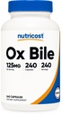 Nutricost Ox Bile Capsules 125mg, 240 Capsules - Non-GMO