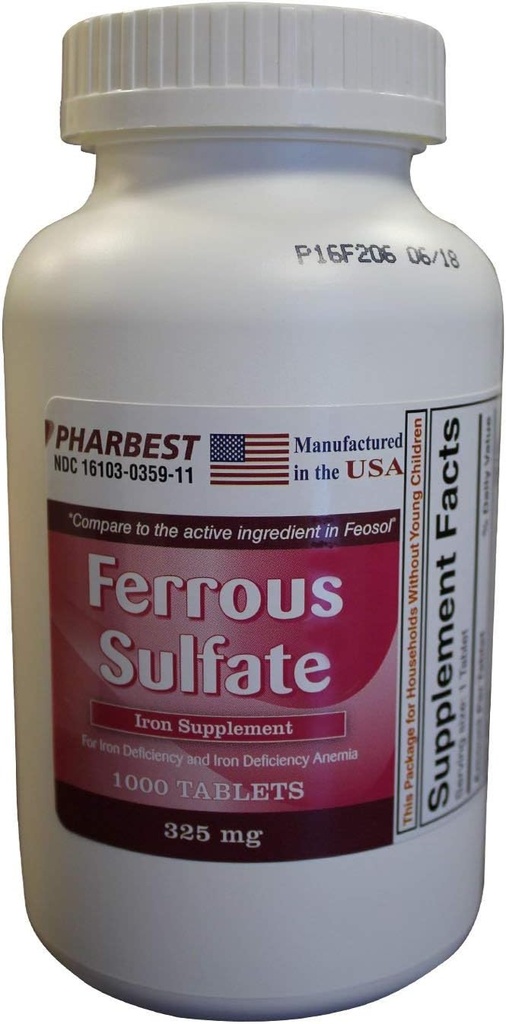 Sulfatoa Ferrous 325 mg Tablets, 1000 Count