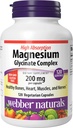 Webber Naturals Magnesium Glycinate Complex 200mg, 120 Vegetarian Capsules, High Absorption Formula, Supports Bones, Heart, Muscles & Nerves, One-per-Day Magnesium Complex, Vegan