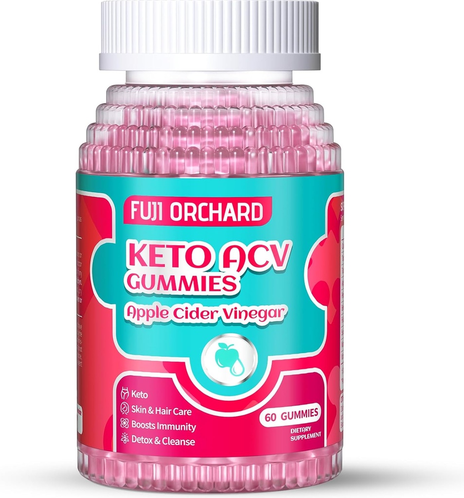 Keto ACV chicletes para perda de peso - Delicioso 1500MG Apple Cider Vinagre com mãe, Probióticos, Vitaminas B6 & B12, Vegan & Non-GMO - Suporta metabolismo e queima de gordura para as mulheres, 60 Vegan