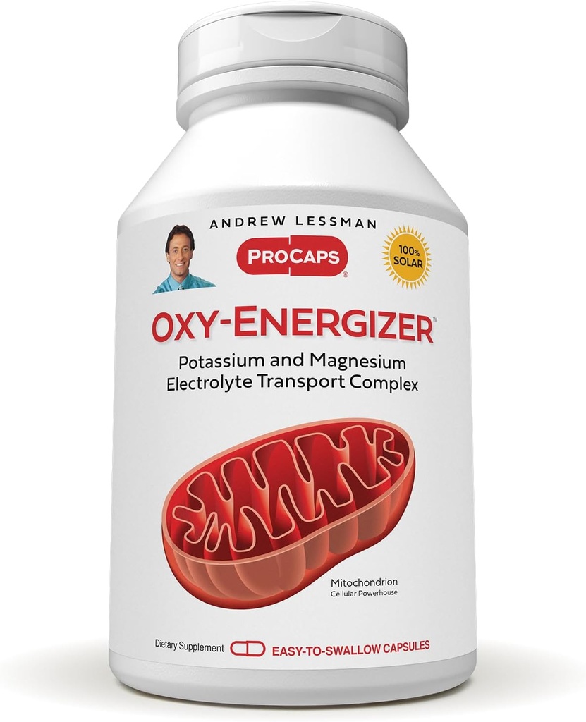 ANDREW LESSMAN Oxy-Energizer 60 Capsules - Kombination av två Vital Electrolyte-Minerals Potassium-Magnesium Aspartate-Citrate Complex för att stödja Optimum Cellular Energy Production. Inga tillsatser