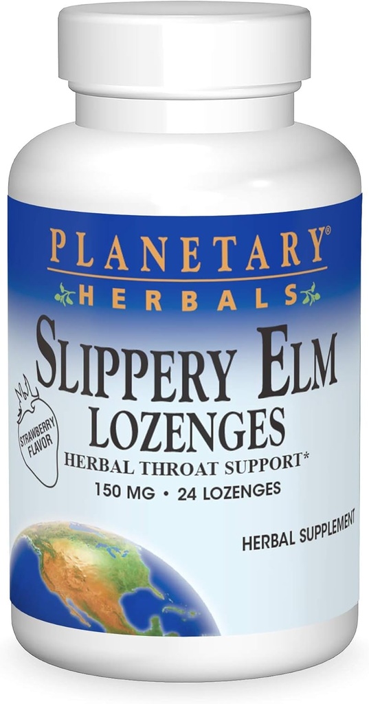 Erboristeria Planetaria Slippery Elm Lozenges, Fragola, 24 Conte