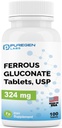 Puregen Labs Gluconate de fer 324 mg [High Potency] Supplément de fer, doux sur l'estomac - 100 comprimés