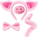 Spooktacular Creations Pink Pig Dalmatische kostuum set met oren neus staart en Bow Tie, dier kostuum accessoires voor Unisex