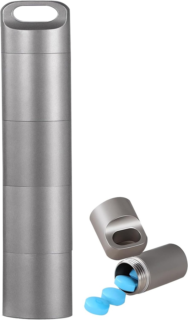 Hộp thuốc giảm đau Keychain. 304 trường hợp xử lý chất rắn thép không ngừng dùng cho việc đi lại, hộp thuốc chống cháy túi dành cho những người đàn ông mua sắm ( chứng khoán túi xách)