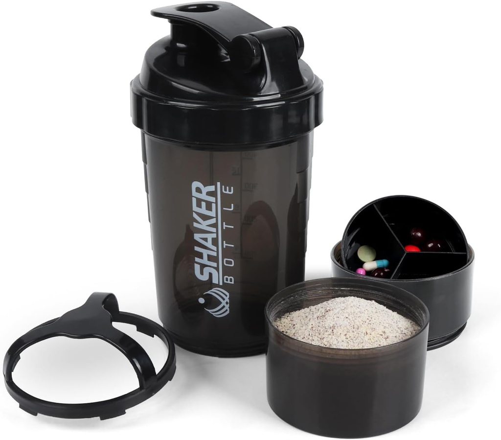 Şəkir Şüşə - Saxlama müqayisələri ilə Protein Shaker Cup - Asanlaşdırma-500ML/16oz (PURE BLACK)