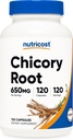 Nutricost Chicory Root 650mg per Capsule - 120 Plant- based Capsules, Non- GMO, Gluten Free