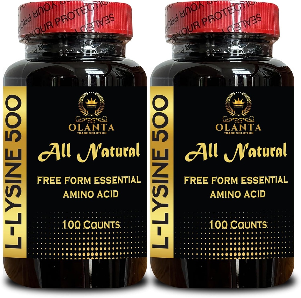 L-LYSINE Supplement Amino ACIDS - Free Form Amino acids Supplement for Men, Immune Support, Eye Function, and Respiratory Health, Amino Acid Vitamin - 2 Bottles 200 Counts