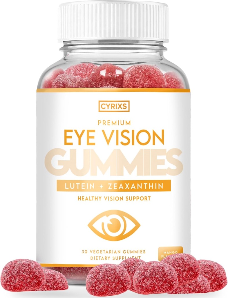 Generische Cyrixs Health Eye Vision Gummis - Lutein & Zeaxanthin Eye Health Supplement für Erwachsene - Delicious Mango Flavored Eye Vitamins - Augenkomfort und blaue Licht Verteidigung für Crystal-Clear Vision