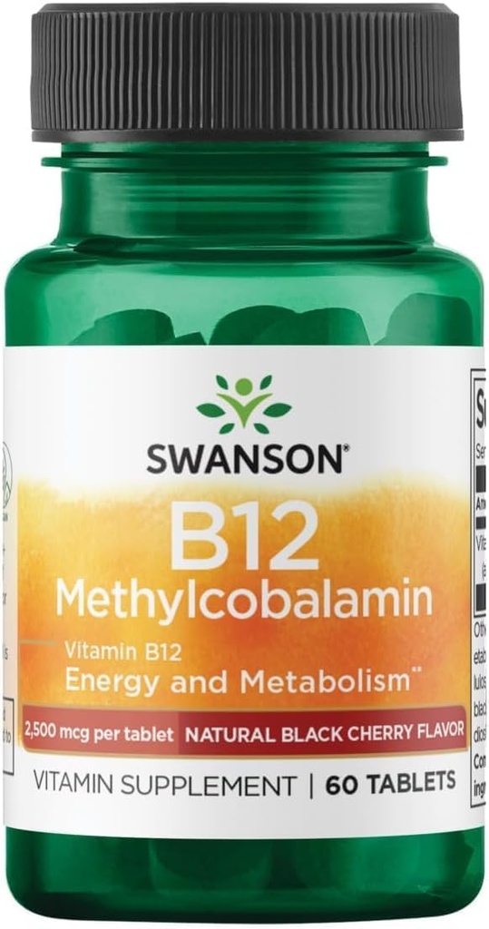 Swanson Methylcobalamin Vitamin B-12, 2.5 mg, 60 Tablets | High-Absorption Methylcobalamin Supporting Energy Metabolism, Essential for a Healthy Nervous System and Red Blood Cells