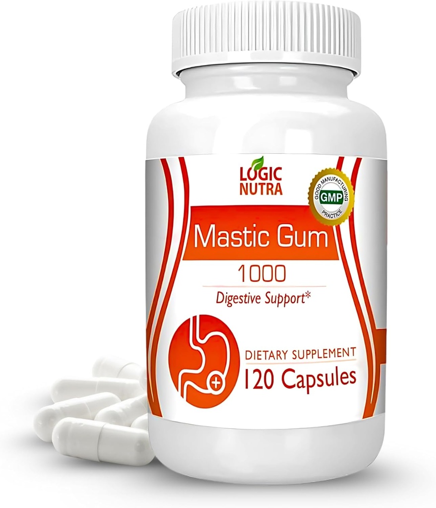Premium Mastiskā gumkapsulas - Dabīgs Gastrointestinālā atbalsta papildinājums, 1000mg Per Serving - 120 kapsulas (1 pudele)