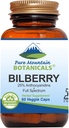 Pure Mountain Botanicals Bilberry Extrakt Ergänzung Vegan Kosher Kapseln mit 250mg Bio Bilberry Blatt & 50mg Potent Extrakt von Billberries
