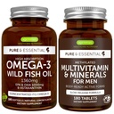 High Absorption Omega-3 Wild Fish Oil + Methylated Men's Multivitamin Bundle, 1000mg EPA & DHA 180 Softgels + Sustained Release Multivitamin 180 Tablets, by Igennus