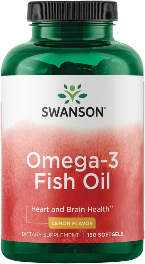Swanson Omega 3 Fish Oil Supplement Heart Brain ja Joint Support GMO-vapaa EFAs 180 mg EPA Plus 120 mg DHA 150 Softgel Kapselit Sitruuna Flavor