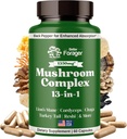 Capsules complexes de champignons, Supplément de champignons 13-en-1, Mane du lion, Reishi, Cordyceps, et plus encore, favorise la focalisation, la clarté, et la mémoire, supplément d'extrait, 1 mois d'approvisionnement, 60 comte
