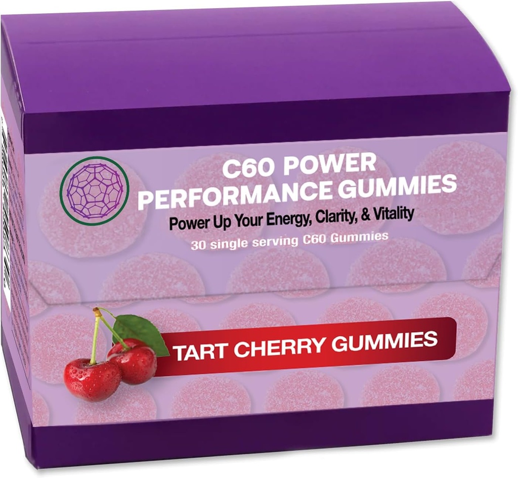 C60 Power C60 Gummies - Dukungan Alam untuk Pria & Perempuan, 99,99% Murni Karbon Fullerenes, Promodes Energi, Mental Clarity, & Stamina - 30 Count