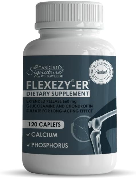 Rawleigh Flexezy-ER: 120 Caplets - 24/7 Locītavu atbalsta formula - Glikozamīns un hondroitīns Sulfāts Blend - Kalcijs un fosfors - 24-Hour Extended Release -