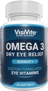 Omega 3 Integratori per occhi asciutti con EPA e DHA - VisiVite Dry Eye Relief Quench+ Vitamine per occhi asciutti con Omega 3 Supplemento - Vitamine per occhio secco fatte con Omega 3 Fish Oil - 60 Softgels.