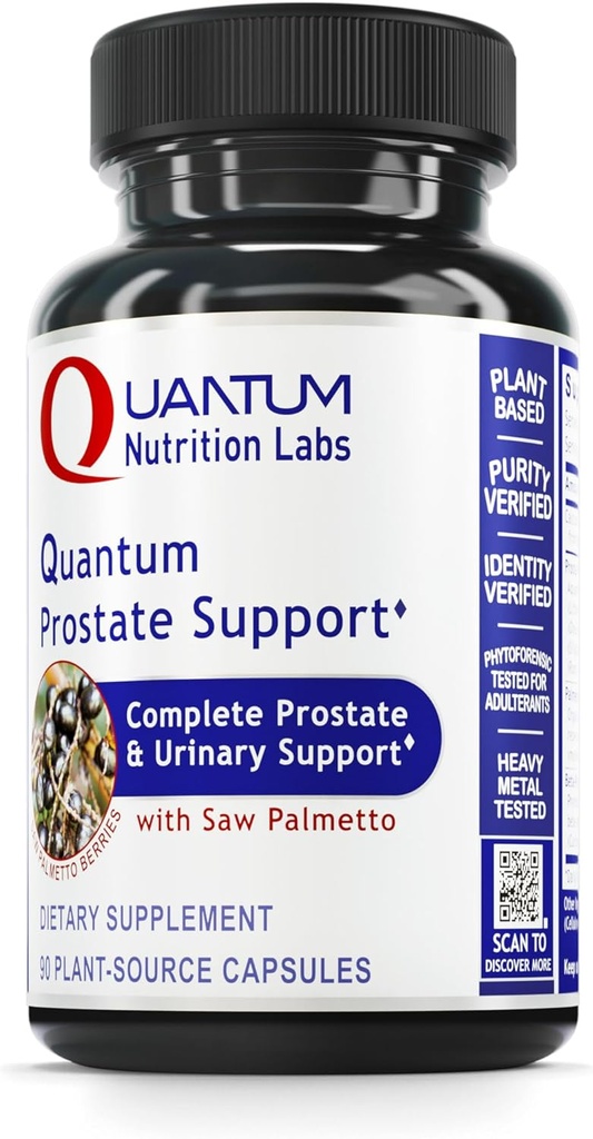 Quantum Nutrition Labs Prostate Support - prostatas papildinājumi vīriešiem, prostatas veselības formula, dabas papildinājums ar Organic Saw Palmetto - 90 Veģetārās kapsulas