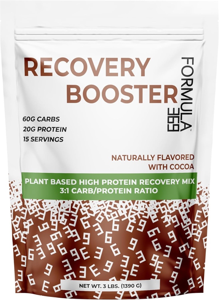 Recovery Booster, Vegan High Protein Recovery Mix, Post Exercise Shake w/ 20g Protein und 60g Carbs, 100% natürlich, 3 Pfund, Glutenfrei, Allergen frei.